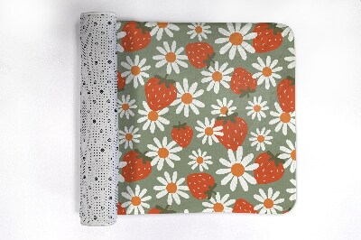 Bath mat Strawberries flowers