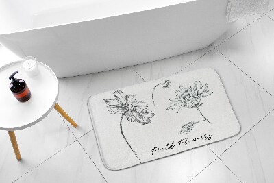 Non slip shower mat Sketch flowers