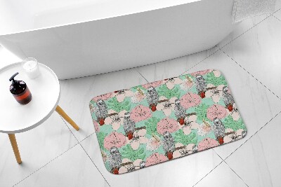 Bathroom mat Birds parrot flowers