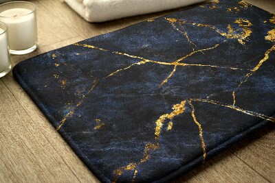 Bathroom rug Navy blue marble