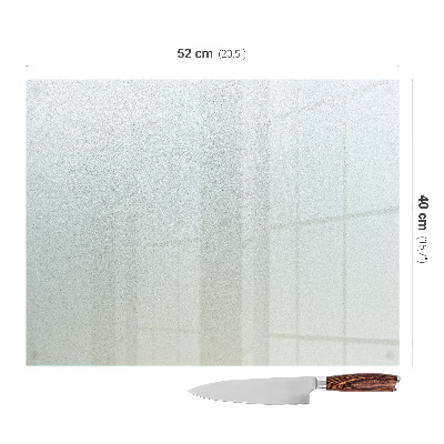 Glass chopping board in a rectangular semi-transparent design