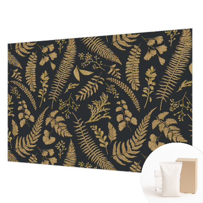 Non-woven wall mural with a botanical leaves design