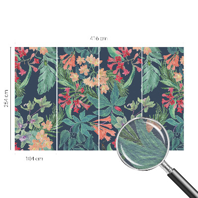 Decorative wall mural for living room Tropical flowers