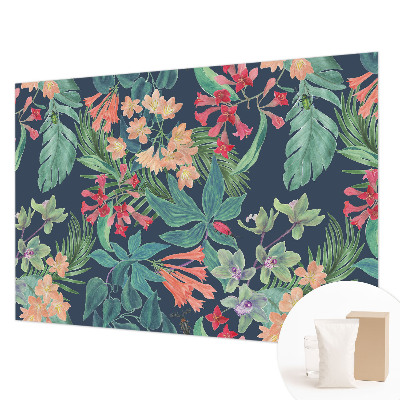 Decorative wall mural for living room Tropical flowers