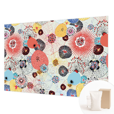 Custom size wall mural with a colorful floral design
