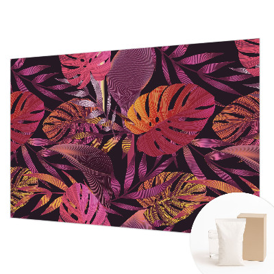 Modern wall mural for living room Exotic leaves