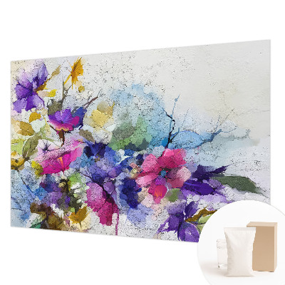 Modern wall mural with an abstract floral design