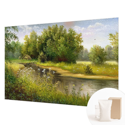 Modern wall mural for living room with a rural landscape motif