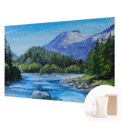 Large wall mural with a mountain scenery design