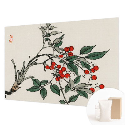 Wall mural for living room featuring a sprig of berries