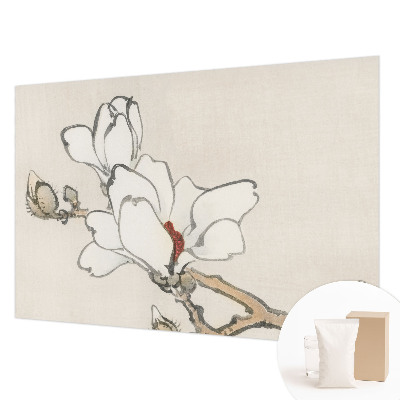 Custom size wall mural with a delicate magnolia design
