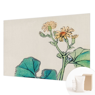 Modern wall mural with a floral and foliage design