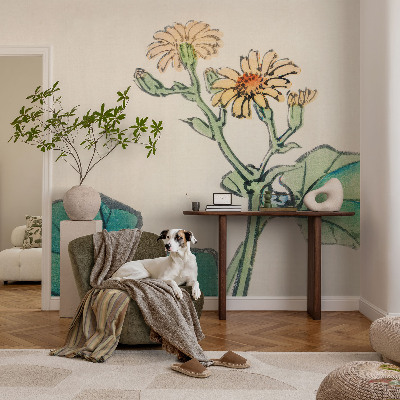 Modern wall mural Flower and leaves