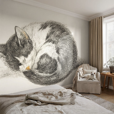 Modern wall mural for bedroom Adorable kitty