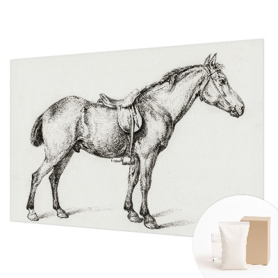 Modern wall mural for living room with a sketch of a horse