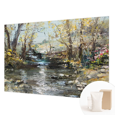 High quality photo wallpaper with a forest stream motif