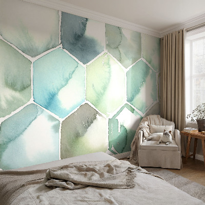 Photo wallpaper Pastel hexagons