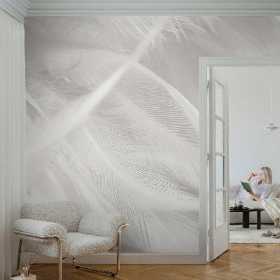 Modern wall mural for bedroom Subtle feathers