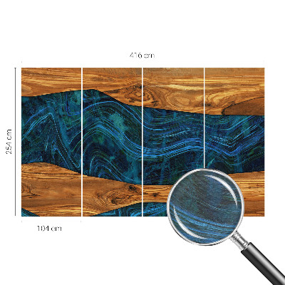 Premium photo wallpaper Blue wood