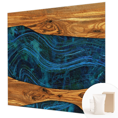 Premium photo wallpaper Blue wood