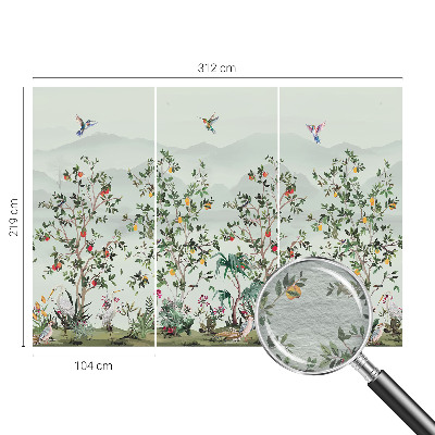 Decorative wall mural for living room Exotic trees
