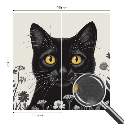 Wall mural for bedroom Cat flowers