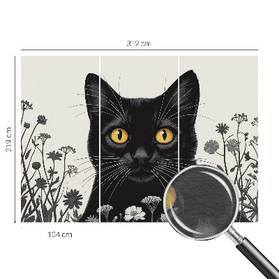 Wall mural for bedroom Cat flowers