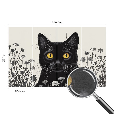 Wall mural for bedroom Cat flowers