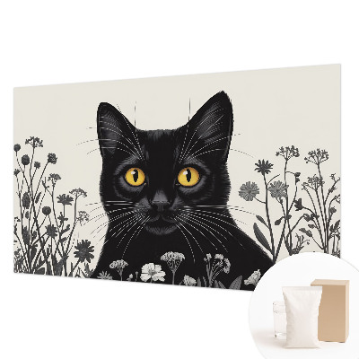 Wall mural for bedroom Cat flowers