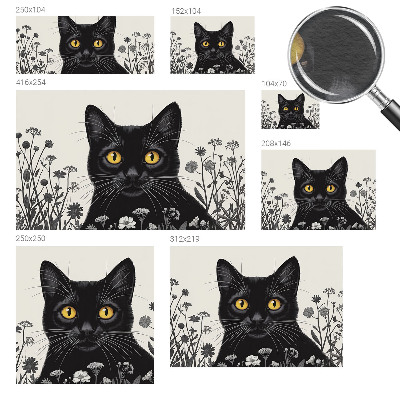 Wall mural for bedroom Cat flowers