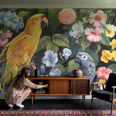 Non-woven wall mural Exotic birds