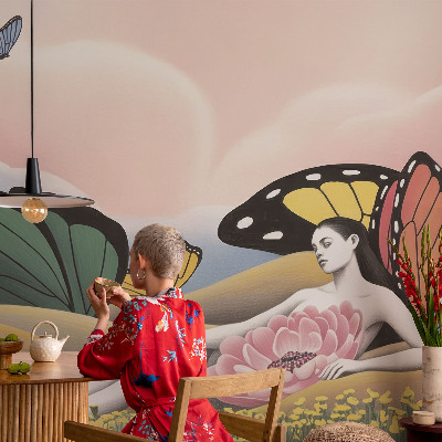 Premium wall mural for bedroom Butterfly meadow