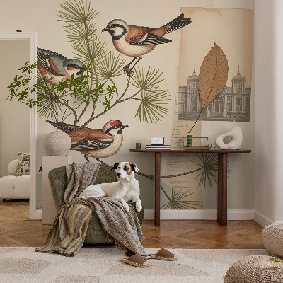Decorative wall mural for living room Birds collage