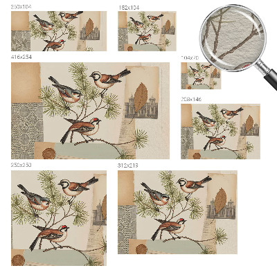 Decorative wall mural for living room Birds collage