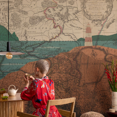 Large wallpaper mural Historical map