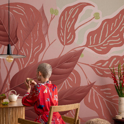 Non-woven wall mural Organic leaves
