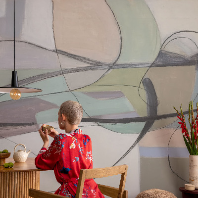 Non-woven photo wallpaper Pastel lines