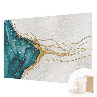 Decorative wall mural for living room Turquoise lines