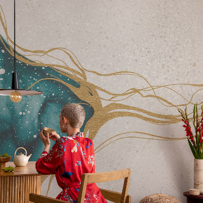 Decorative wall mural for living room Turquoise lines
