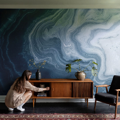 Wall mural for living room Blue waves