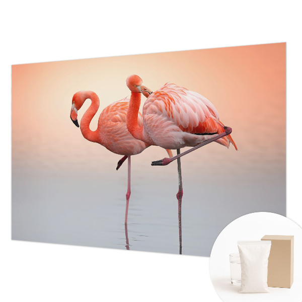 Modern wall mural for living room Delicate flamingos