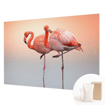 Modern wall mural for living room Delicate flamingos