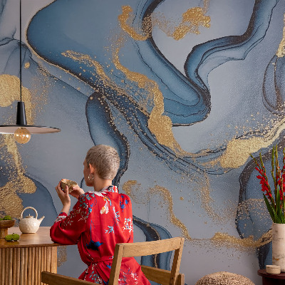 Premium wall mural for bedroom Blue waves