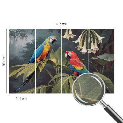 Non-woven wall mural Colorful parrots