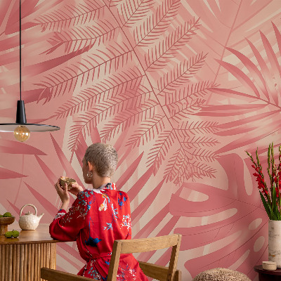 Wall mural for living room Tropical leaves