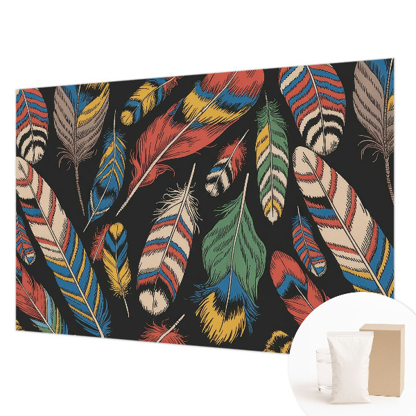 Non-woven wall mural Colorful feathers