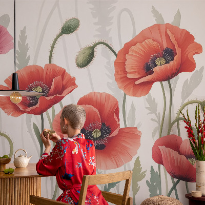 Large wall mural Red poppies
