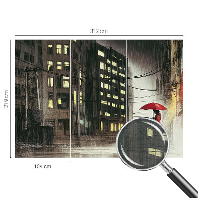 Large wall mural Rainy city