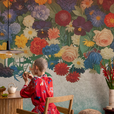 Non-woven photo wallpaper Colorful flowers