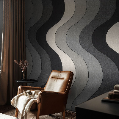 Large wall mural wallpaper Gray waves